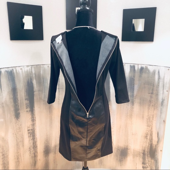 LBD Faux Leather Black Dress Sz 4 (B14) - Picture 6 of 6